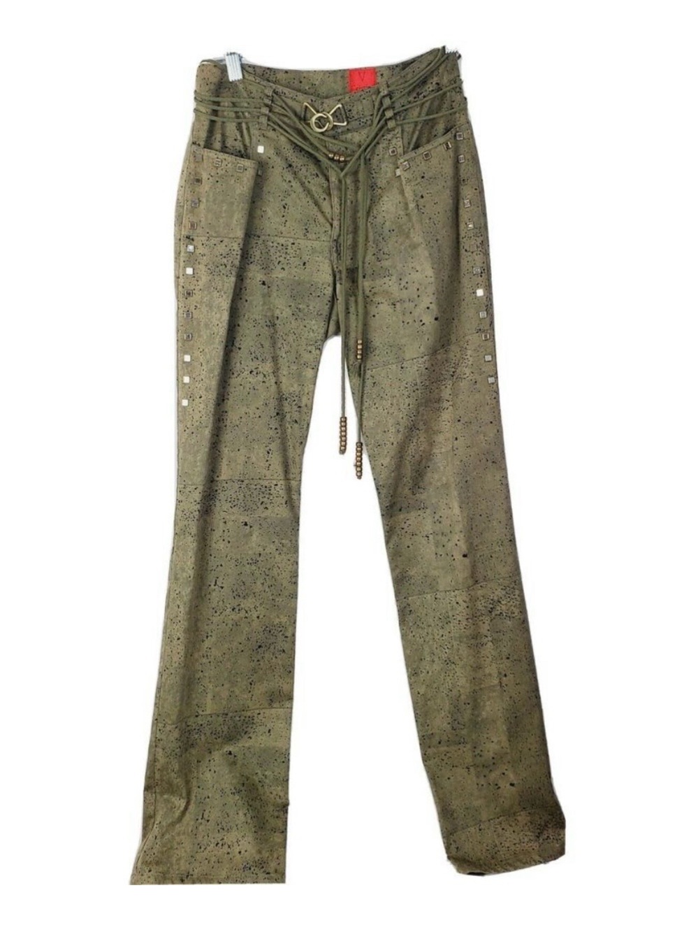 Women’s Olive Green Lace-Up Flare Pants